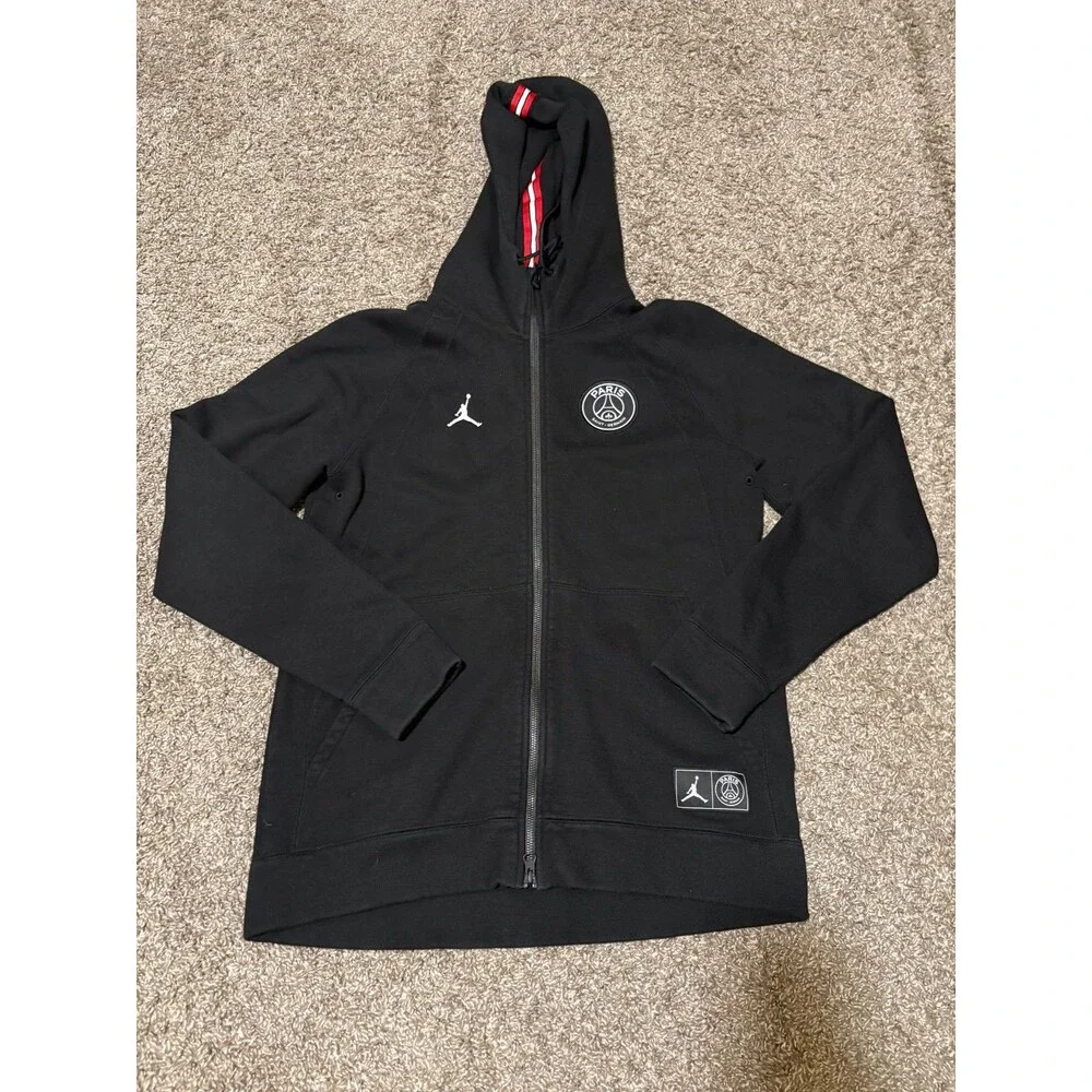 Jordan Brand PSG Paris Saint-Germain Arched Logo Full Zip Hoodie Black XL